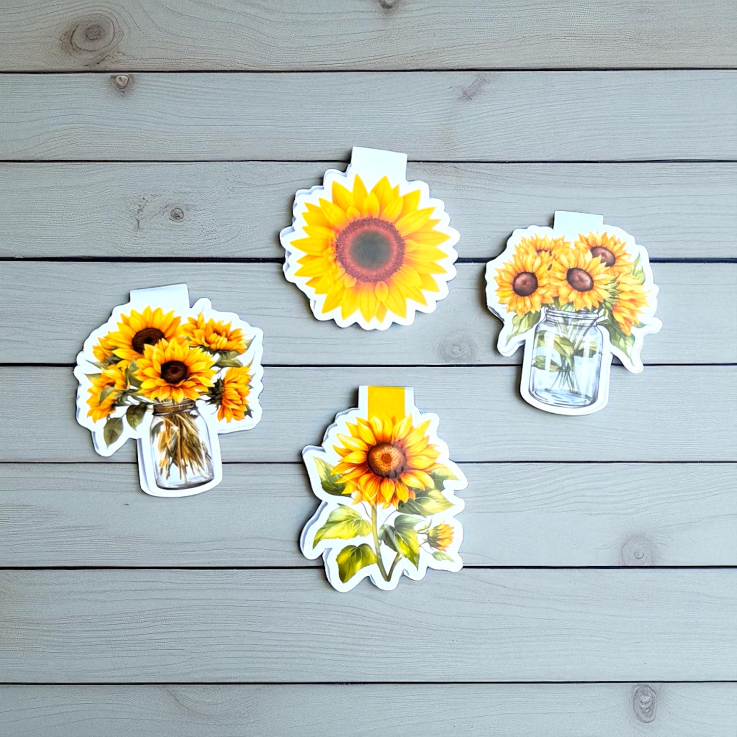 🌻 Sunflower in a Mason Jar Magnetic Bookmark – Cute Floral Page Marker