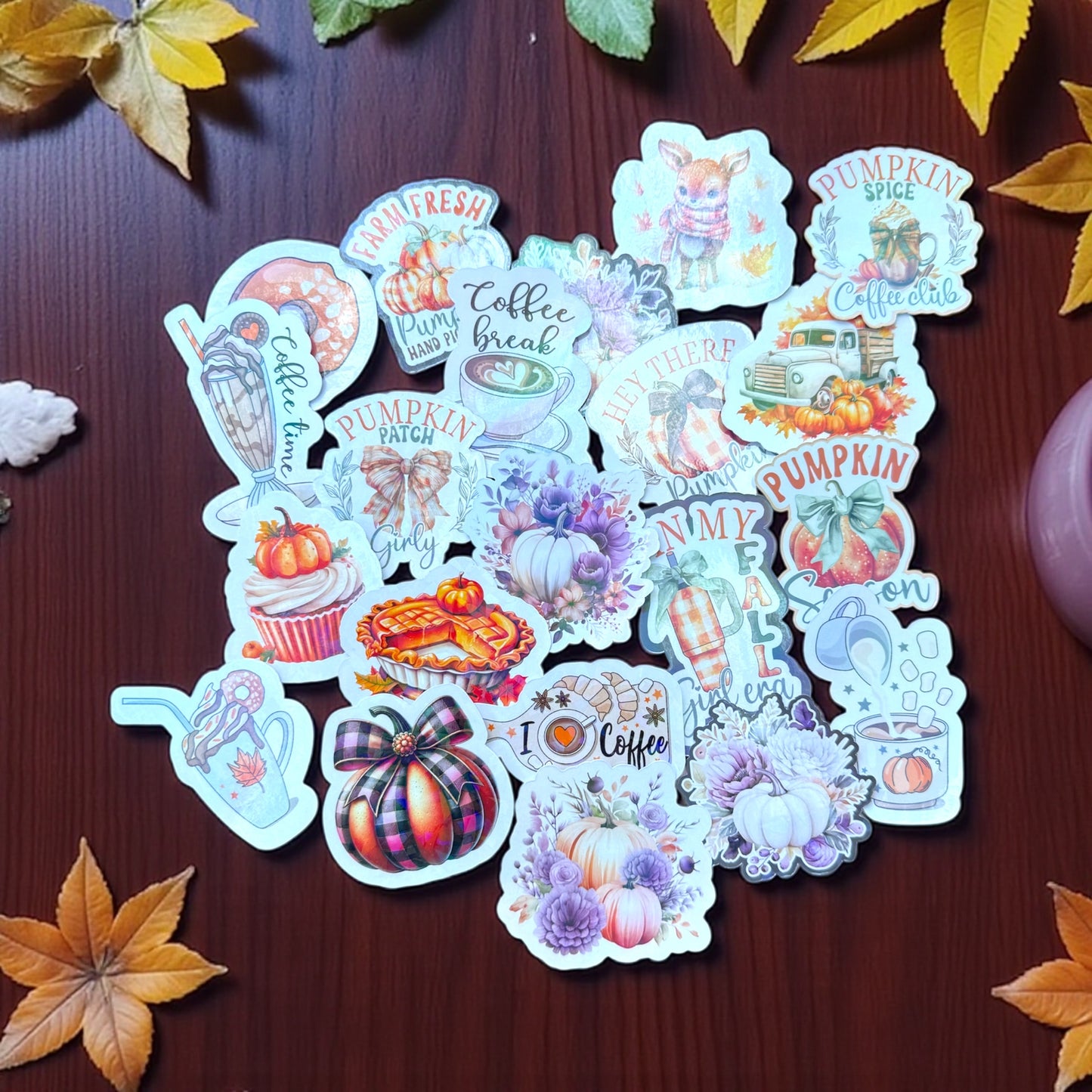 🌟 Sticker Bundle – 4 Cute Fall Stickers + FREE Surprise Gift | Perfect for Planners, Journals & Crafts