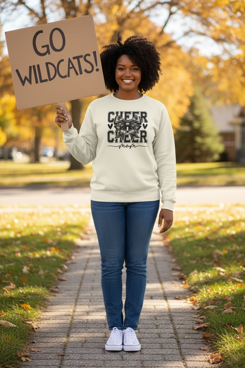 Cheer Mom Sweatshirt – Luxe Game-Day Elegance for the Supportive Woman