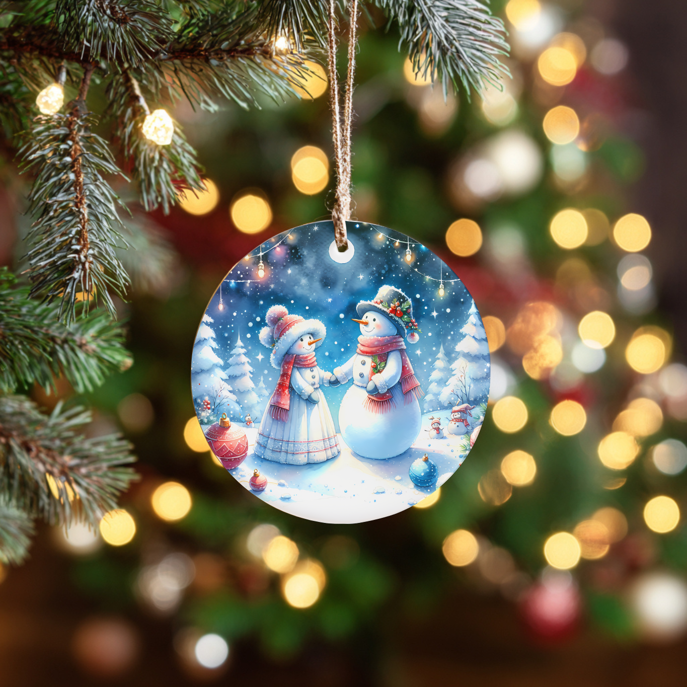 Elegant snowman Christmas ornament for tree décor by Effy’s Creations