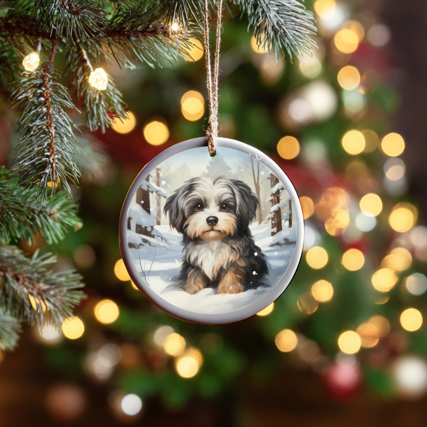 Personalized Dog Breed Christmas Ornament – Custom Ceramic Pet Keepsake with Name