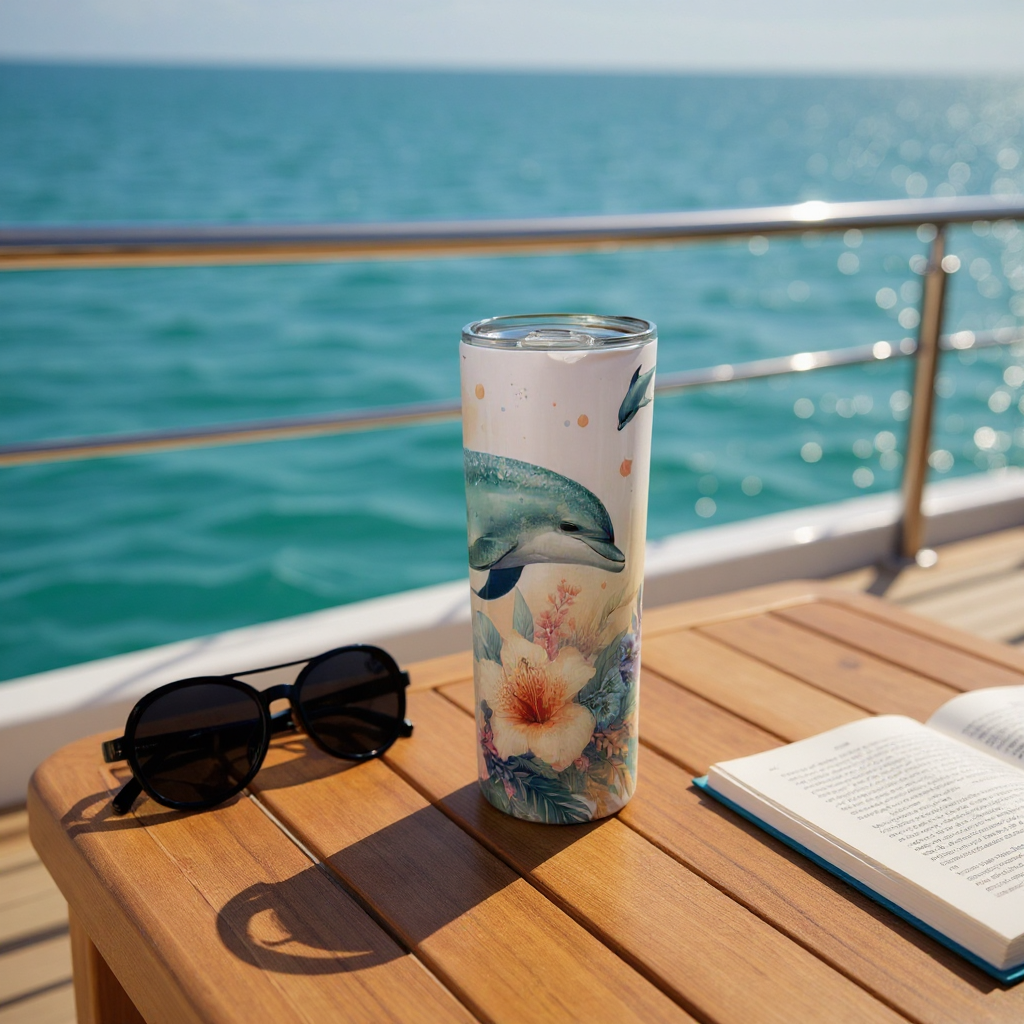 🐬Dolphin Stainless Steel Tumbler 20oz – Ocean-Inspired Drinkware