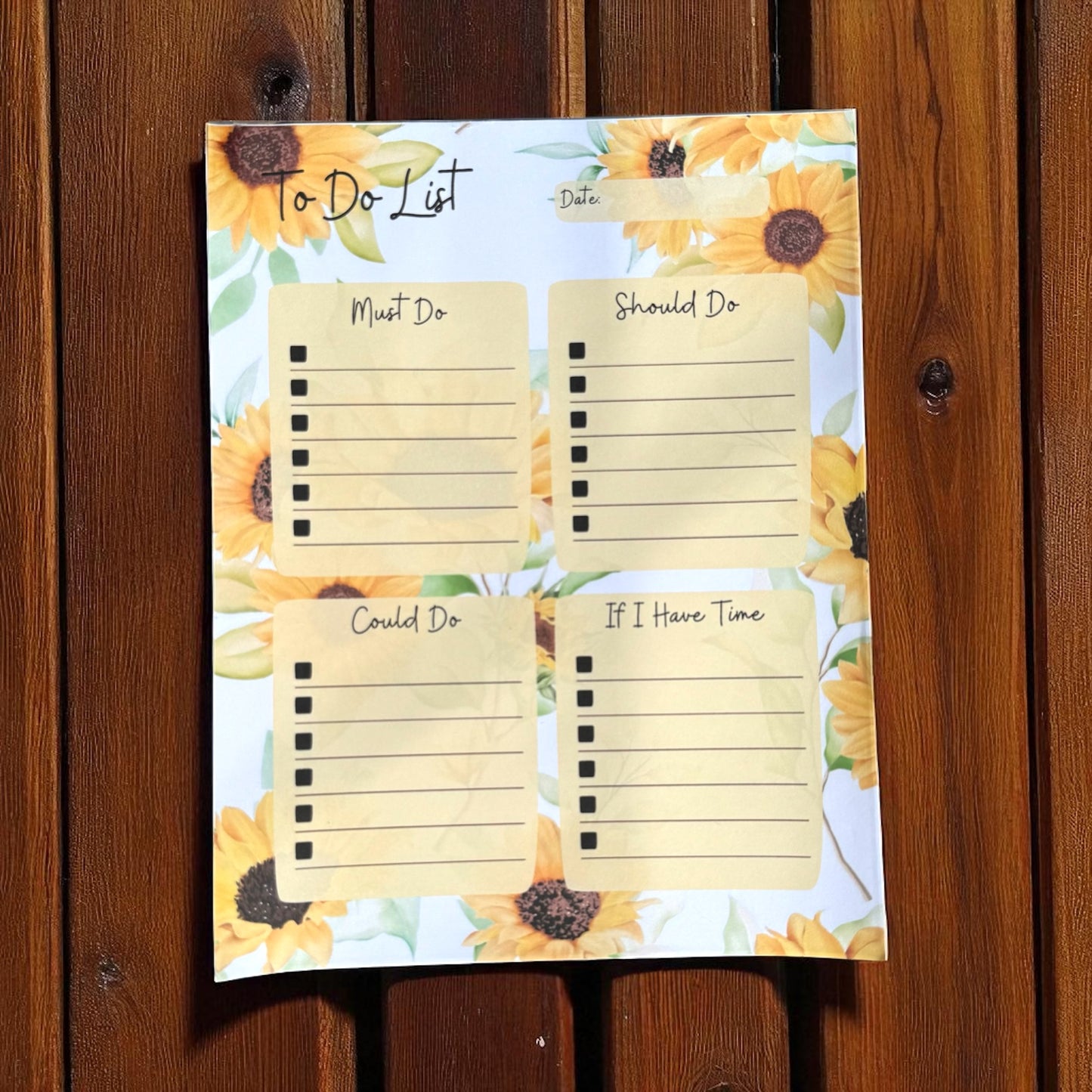 🌻 Sunflower To-Do List Notepad – Bright & Cheerful Daily Planner