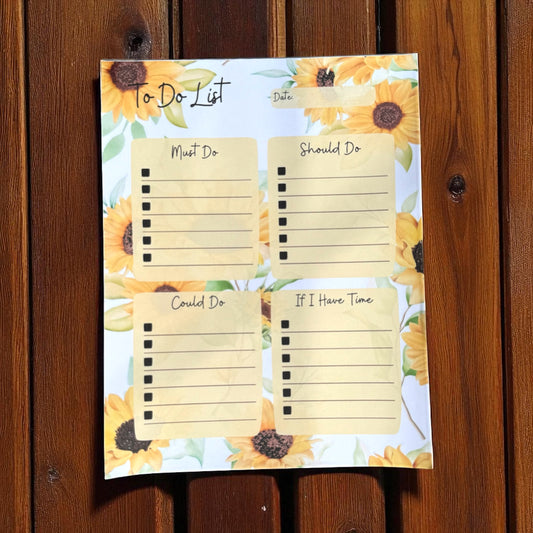 🌻 Sunflower To-Do List Notepad – Bright & Cheerful Daily Planner