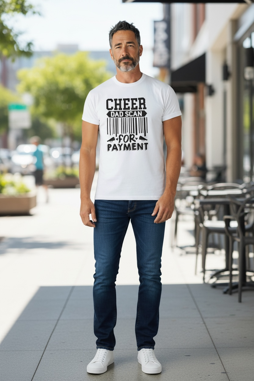 Cheer Dad Scan for Payment T-Shirt – Dad Model