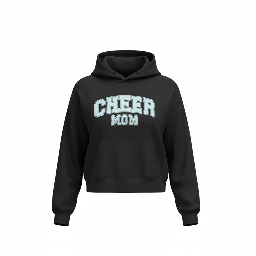 Luxury Cheer Mom Hoodie styled with white letters varsity style – Effy’s Creations small-batch apparel