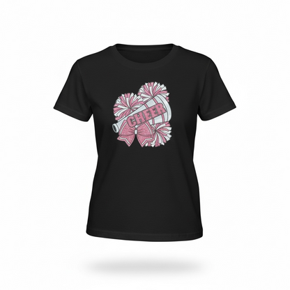 Cheer Pom-Pom youth t-shirt front view girls cheer graphic tee