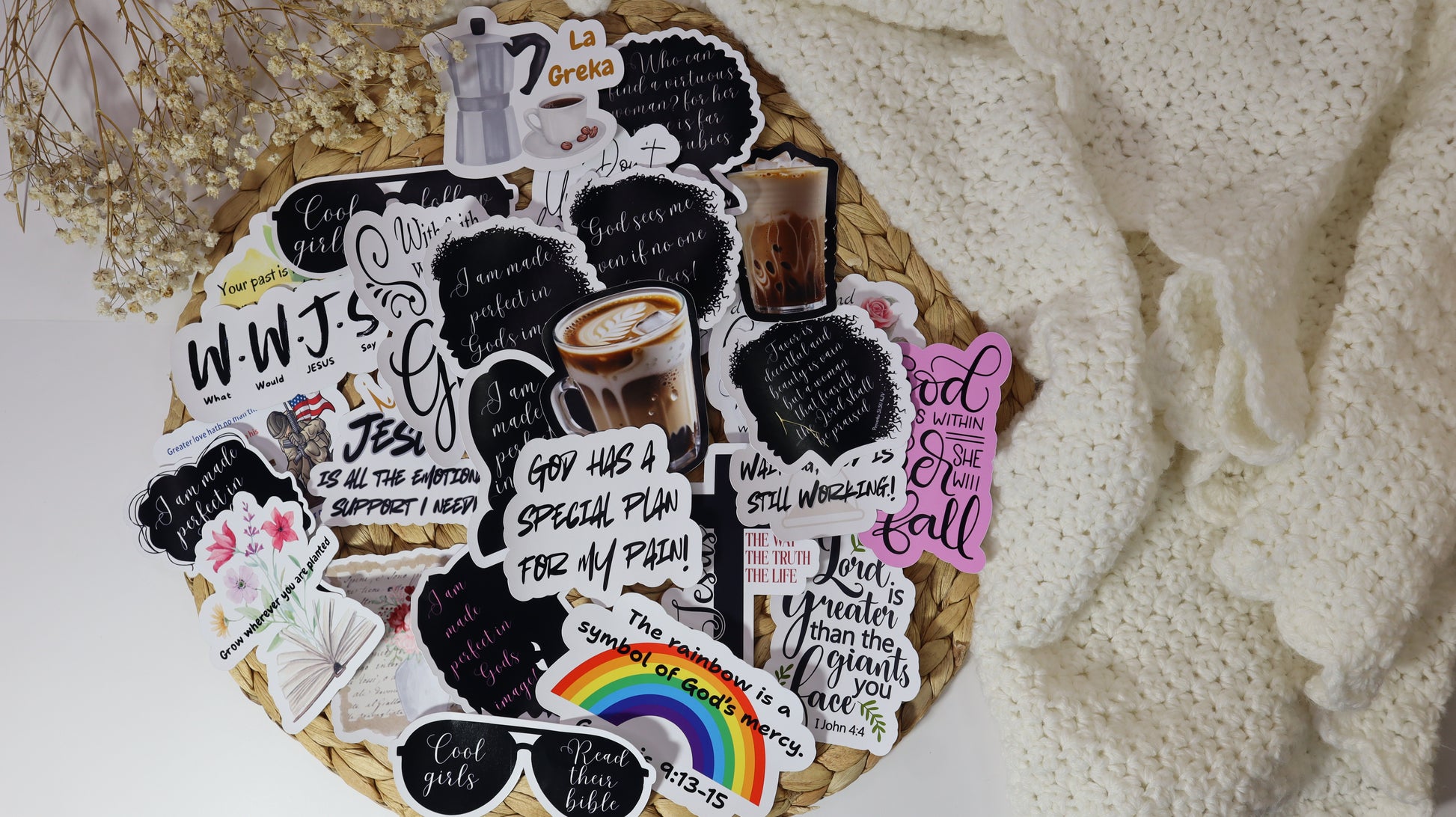 Durable vinyl Christian sticker for laptop or bottle