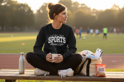 Comfortable sweatshirt for sports moms styled on model