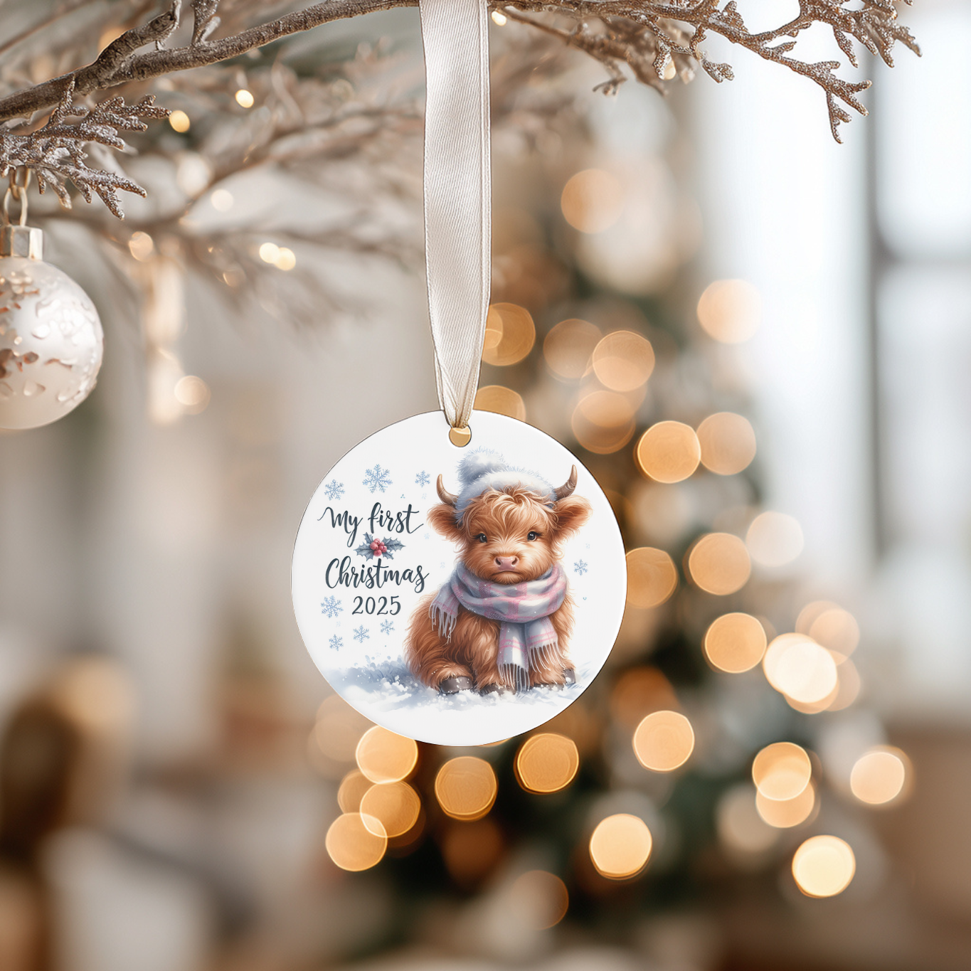 My first Christmas highland cow ornament