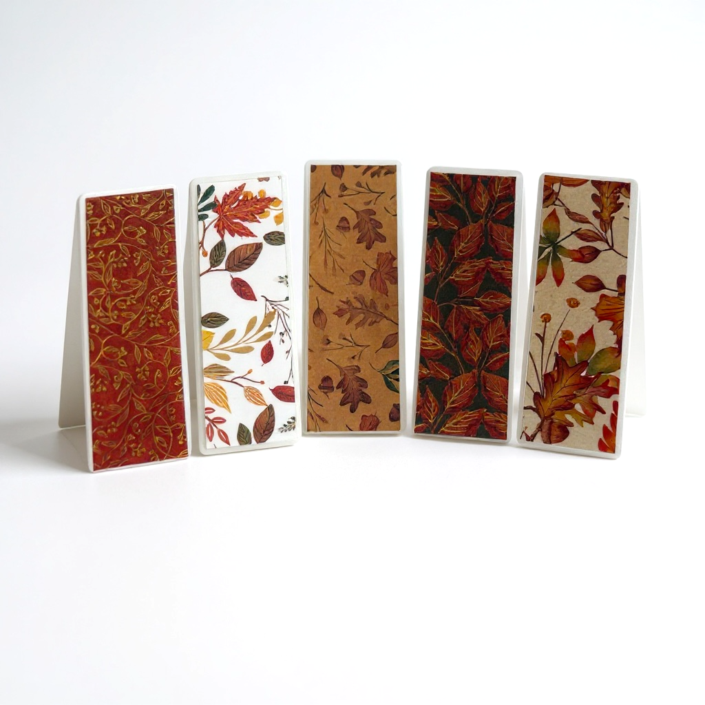 Fall Bookmark Bundle – 5 Pack | 2x6 Laminated Cardstock Bookmarks | Autumn Reading Accessories