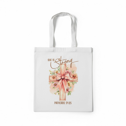 Christian Faith tote bag with inspirational Bible verse design, perfect for everyday use