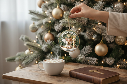 Christian ornament hanging on tree faith Christmas décor Effy’s Creations