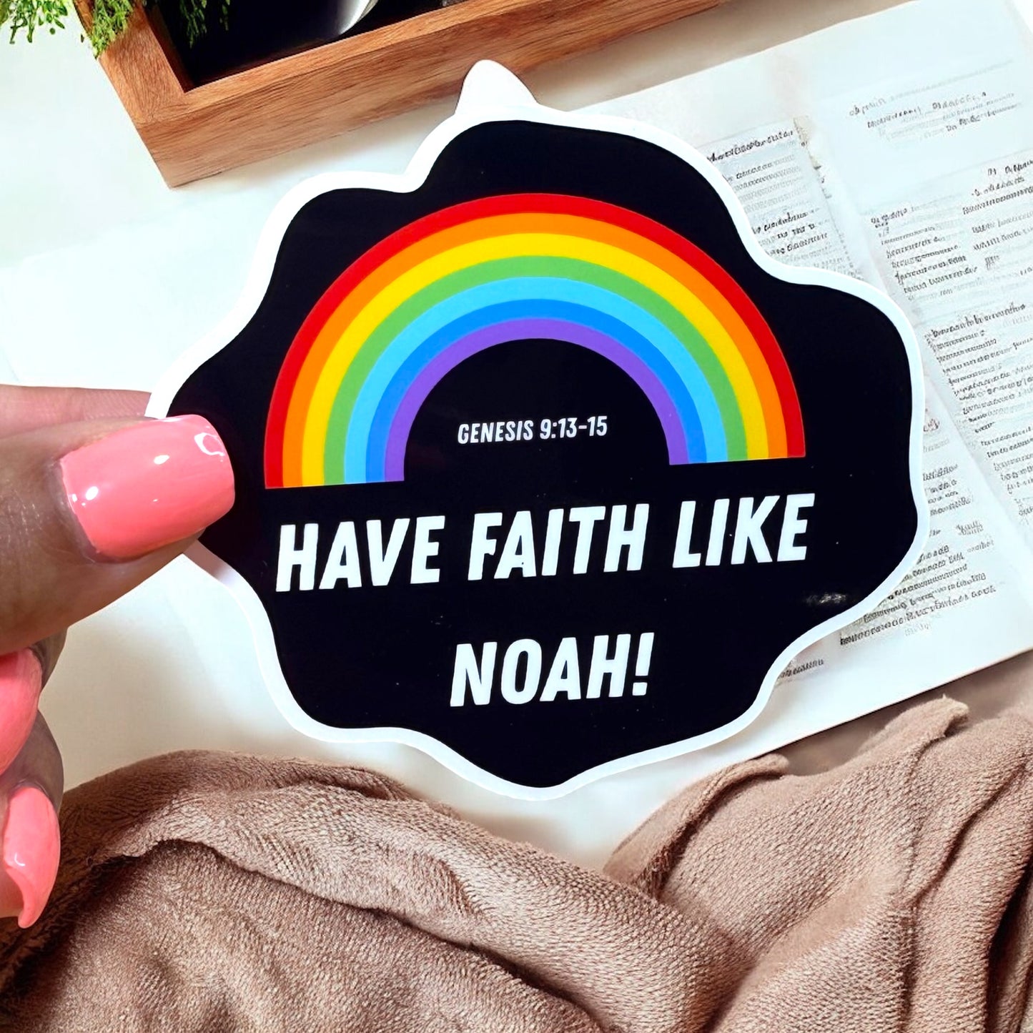 Have Faith Like Noah sticker on journal faith-based accessory
