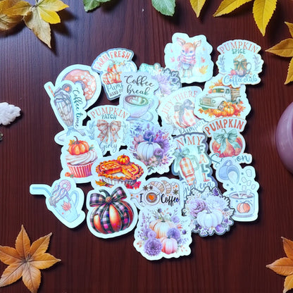 🌟 Sticker Bundle – 4 Cute Fall Stickers + FREE Surprise Gift | Perfect for Planners, Journals & Crafts