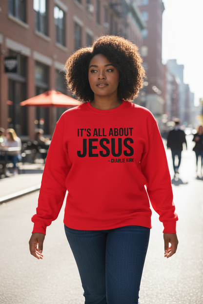 All About Jesus Sweatshirt – Christian Faith-Based Unisex Pullover