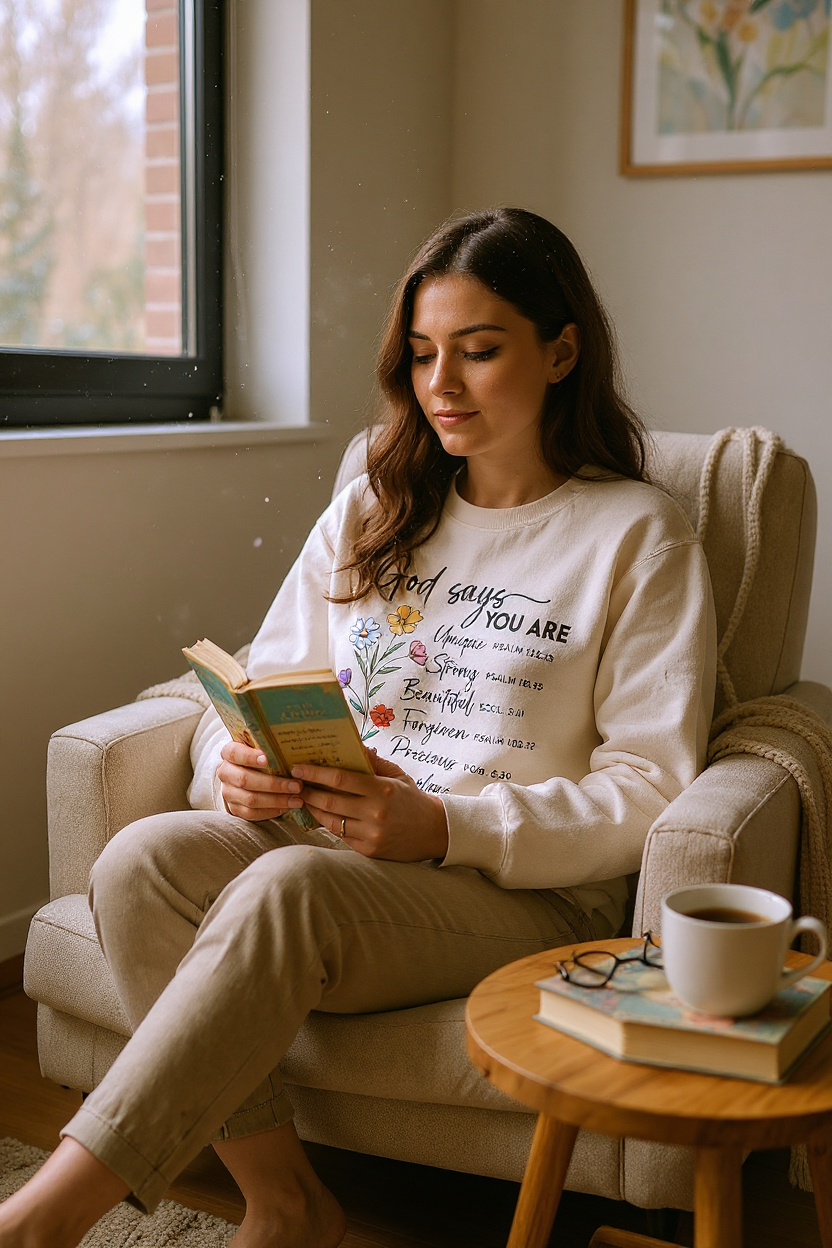 Faith-based luxury sweatshirt for Christian women — cozy and empowering statement piece by Effy’s Creations