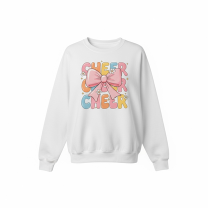 Pink bow cheerleader sweatshirt for girls in youth sizes