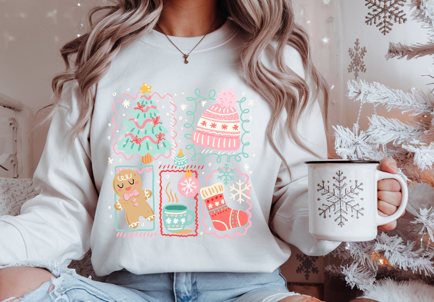 Premium women’s Christmas sweatshirt modern fit in cozy holiday fleece