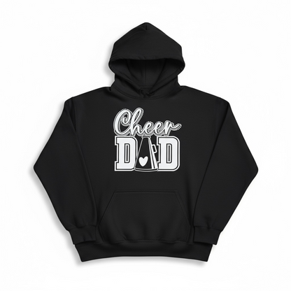 Black Cheer Dad Hoodie – cozy, stylish sweatshirt for dads supporting their cheerleader