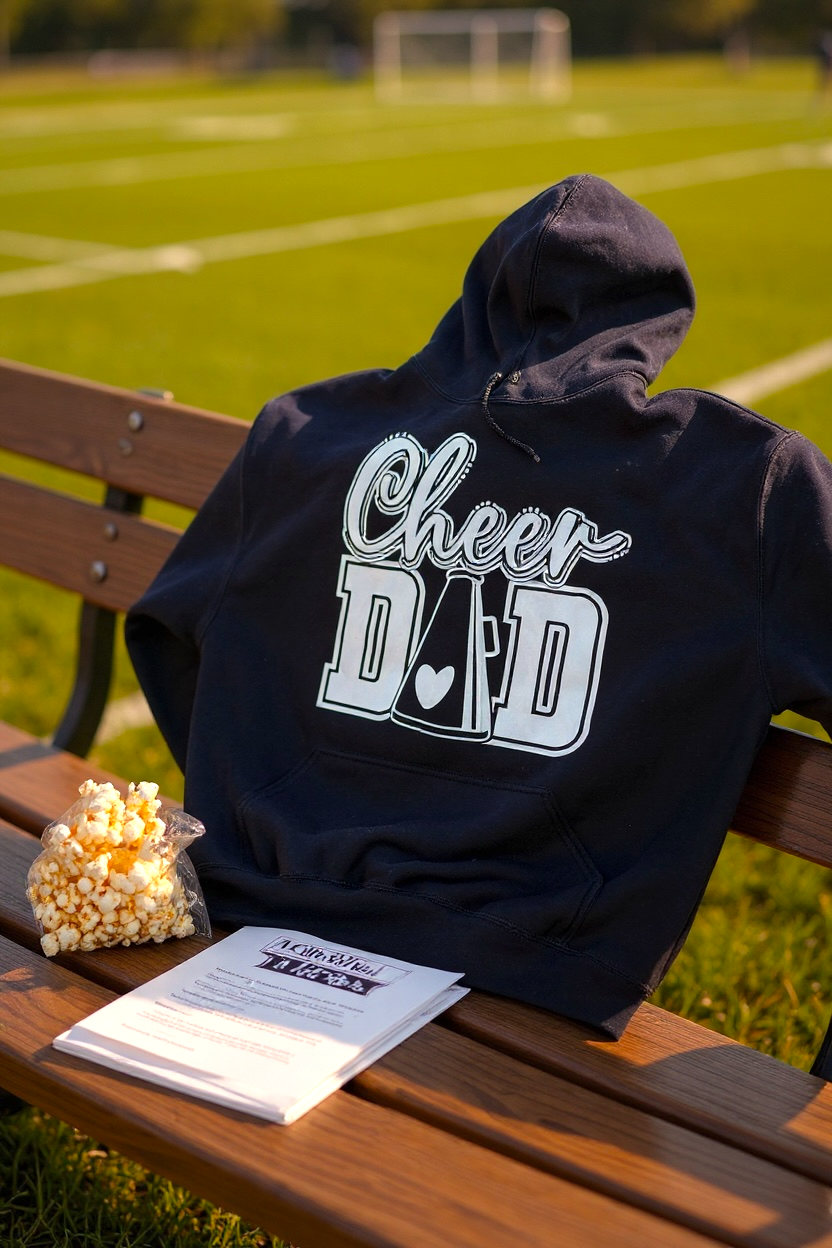 Front view of Cheer Dad Hoodie – warm and comfortable hoodie for proud dads on game day
