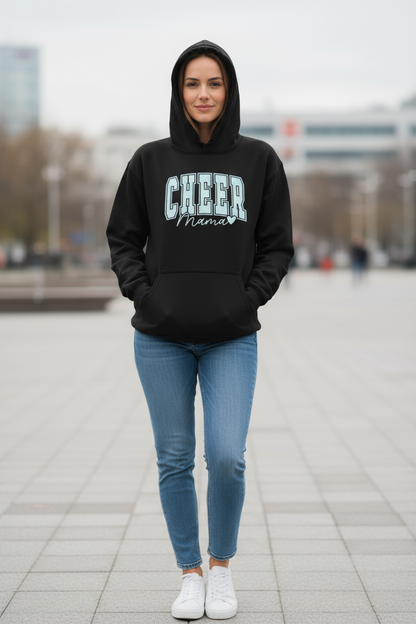 Warm, soft Cheer Mama Hoodie with adjustable hood – perfect for chilly game days and cheering
