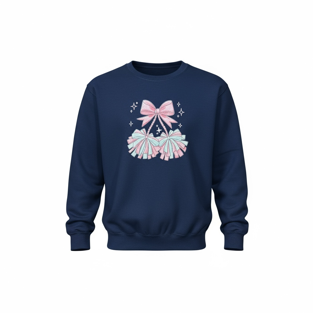 Premium knit fabric and glitter pom pom detailing on girls sweater
