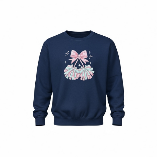 Premium knit fabric and glitter pom pom detailing on girls sweater